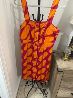 Marimekko Vibrant Orange and Magenta Graphic sundress